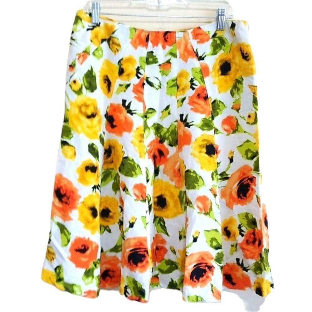 Premise White Floral Multicolored Skirt Sz 10